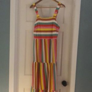Jcrew rainbow stripe tiered maxi dress